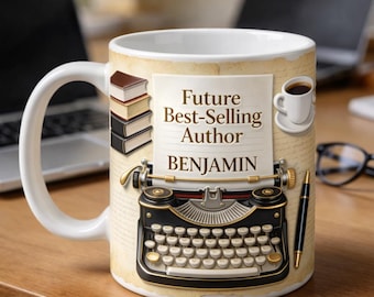 Tazza personalizzata per scrittori - Regalo personalizzato con nome dell'autore, Tazza da caffè per il futuro autore di bestseller, Regalo per scrittori per lui e per lei, Regalo per amanti dei libri