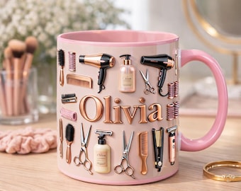 Personalized Hairstylist Mug, Custom Name Salon Coffee Cup