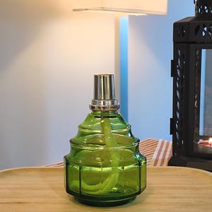 Vintage Emerald Green Stepped Glass Berger Lampe Berger Diffuser Made in France