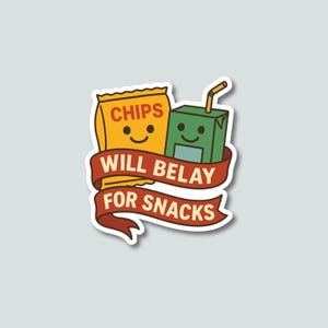 Sticker klimzekering voor snacks | Klimcadeau | Sportklimmen | Sticker waterfles | Laptopsticker | Gestanst waterbestendig