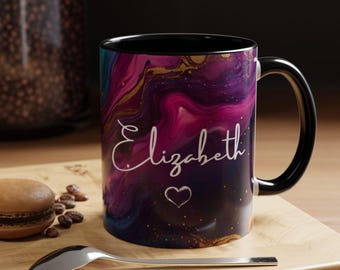 Tazza in marmo personalizzata - Tazza con nome personalizzato - Tazza da caffè in ceramica da 11 once - Tazza da tè e caffè, regalo per lei - Regalo di compleanno per sorella e mamma