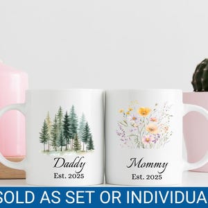 Mom and Dad Coffee Mug Set Est 2025 -11oz 15oz Ceramic Tea Cup -Mommy Daddy Mug -First Time Mom Gift -New Parents Gift