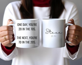 Regalo de 70 cumpleaños personalizado para hombres - Taza divertida de 70 cumpleaños - Taza de café de feliz 70 cumpleaños - Regalo de cumpleaños para él - Para hermano