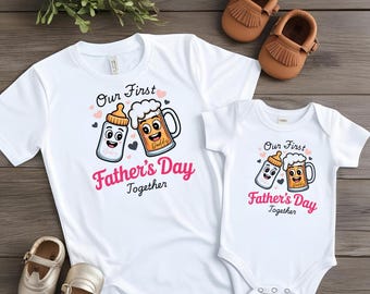 2025 Fathers Day Shirt - Our First Fathers Day T-Shirt - New Dad Tee - First Fathers Day Matching Dad Baby Outfit -Father's Day Gifts