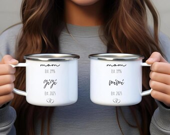 Personalisierte Oma Tasse - Neue Oma Tasse Est 2025 Geschenk - Benutzerdefinierte Namenstasse - Gigi Schwangerschaftsankündigung - Erste Zeit Nana Mimi Tasse Geschenke