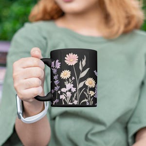 Boho Wildflowers Mug For Nature Lovers - 11oz 15oz Ceramic Coffee Mug - Vintage Botanical Tea Cup - Floral Nature Mug - Plant Lover Gifts