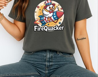 Comfort Colors® grappig shirt van 4 juli - grappig gans shirt - Independence Day Tee - shirt VS - patriottische tshirt - Firequacker-shirt - cadeau van 4 juli
