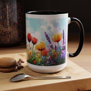 Spring Flowers Mug For Nature lovers - 11oz 15oz Ceramic Coffee Mug -Tea Cup With Spring Blooms -Gift For Her
