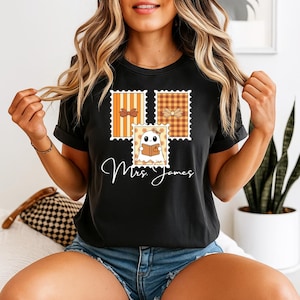 Personalized Cute Teacher Ghost Shirt -Comfort Colors bow shirt -Halloween teacher shirt -Funny teacher shirt for fall