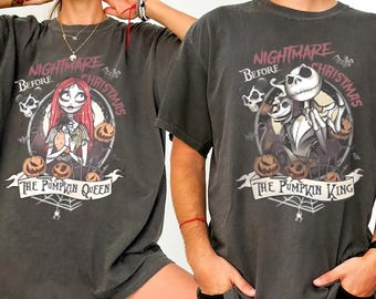 Comfort Colors Jack And Sally Halloween Couple Shirt, Nightmare Before Halloween, Jack Skellington The Pumpkin King Shirt , Halloween Shirt