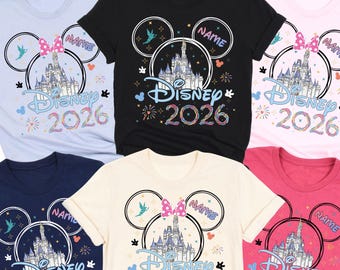 Chemises de voyage Disney assorties en famille 2026, chemises Disney, sweat-shirt Disneyworld 2026, chemises couple assorties, chemises Disney, Disneyland 2026