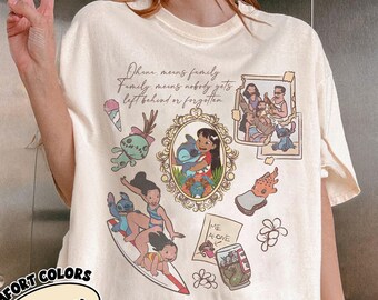 Disney Blue Monster T-Shirt, Magical Cartoon Character Shirt, Theme Park Outfit, Stitch and Lilo Inspired Tee, Disney Ohana Family Means Tee