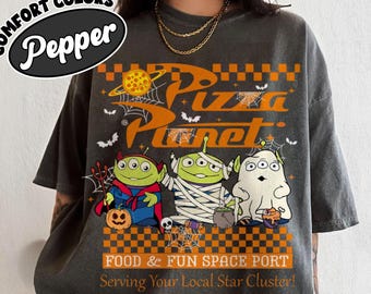 Camiseta de Halloween de Pizza Planet, camiseta de Toy Story Alien de Disney, camiseta de fiesta de Halloween de Mickey no tan aterrador, camiseta de viaje familiar de Halloween a Disneyland