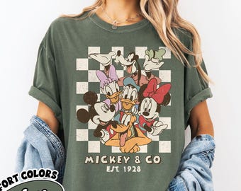 Retro Mickey & Co 1928 Comfort Colors Shirt, Disneyland Tee, Disneyworld Shirt, Mickey And Friends, Magic Kingdom, Disney Family Trip Tee