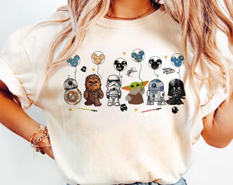 Star Wars Character Shirt, Star Wars Disney Balloon Tee, Star Wars gift Shirt, Star War T-shirt, Baby Yoda, Star war Disneyland Vacation