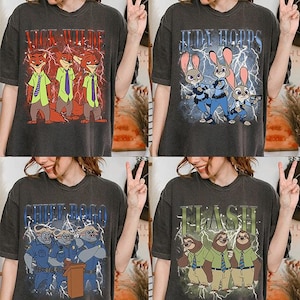 Disney Zootropolis Nick Wilde-tröja, Judy Hopps och Nick Wilde-tröja, Zootropolis 2 2025, Disneyland-familjeresa 2025, Flash-tröja, Chief Bogo bild 1