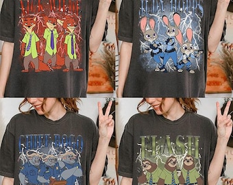 Camiseta de Nick Wilde de Zootopia de Disney, camiseta de Judy Hopps y Nick Wilde, Zootopia 2 2025, viaje familiar a Disneyland 2025, camiseta de Flash, Chief Bogo
