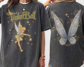 Camiseta vintage Comfort Colors de Disney Peter Pan Campanilla, camiseta de la princesa Campanilla, camiseta retro de princesa Disney Y2K, camiseta estilo hada