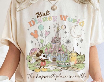 Camiseta retro de Mickey Disneyworld con colores cómodos, camiseta de Walt Disneyworld, camisetas de Mickey y sus amigos, viaje a Disney 2026, camiseta a juego de Disneyworld