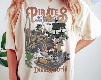Pirates of the Caribbean Vintage Disney Shirt, Comfort Colors Disney Trip Tee, Mickey Pirate Shirt, Disneyworld Family Outfit, WDW Gift.