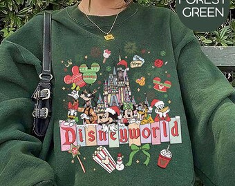 Comfortkleuren Disneyland The Original-kerstshirt, Disney Mickey and Friends Castle-kerstshirt, Disneyland-cadeaus familievakantie 2025