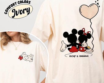 Camiseta Disney personalizada para pareja en colores cómodos, camiseta Disney para San Valentín, camiseta Disney personalizada a juego, regalo de Mickey y Minnie para pareja.