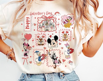 Coquette bows Mickey and Friends Disney Valentine Shirt, Happy Valentine's Day 2025, WDW Disneyland Valentine Gift For Her Matching Tee