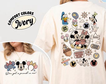 Tweezijdig retro shirt Mickey and Friends Signatures, Mickey Mouse Club, T-shirt Disney Figuren, T-shirt Disney Mouse, Cadeau Mickey & Co, Disney-T-shirt