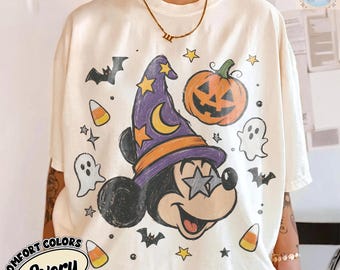 Vintage Disney Fantasia Sorcerer Mickey Minnie Halloween Witch Shirt, Disney Fantasia, Disney's Hollywood Studios Tee, Mickey's Not So Scary