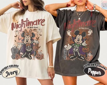 Retro Disney Characters Nightmare On Main Street Shirt, Halloween Disney Dracula Shirt, Disney Halloween 2026 Trip, Family Vacation Tee