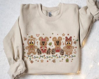Camiseta navideña de Mickey y sus amigos, camiseta de galletas de jengibre, camiseta navideña de Mickey y sus amigos, camiseta de Disney