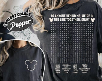 Camiseta interactiva divertida de Disney, camiseta de Disney de doble cara con rompecabezas de espera en la fila, camiseta de WDW Disneyland, camiseta de Disneyworld, camiseta de Magic Kingdom