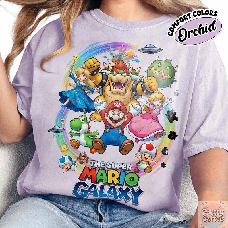 Super Mario Galaxy Film Poster Name Shirt,Universal Studios Super Mario T-Shirt,Mario seit 85 T-Shirt,Universal Island, Disneyland Geburtstagsgeschenk Bild 7