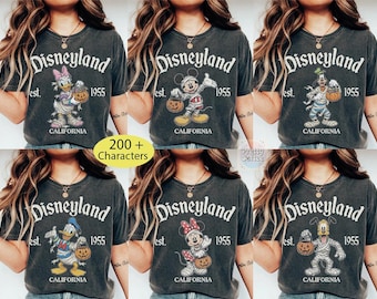 Retro MIckey Minnie Disneyland California Comfort Colors Shirt,Personalized Disney Halloween Family Shirts,Spooky Season Family Vacation Tee