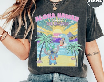 Retro Stitch Summer Shirt, Disney Lilo & Stitch Movie Shirt, Aloha Hawaii Come Visit The Islands T-Shirt, Happy Stitch 626 Day Jun 26Th Tee