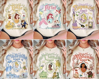 Maglietta Comfort Colors con Principesse Disney retrò, Maglietta Coquette con Principesse Disney, Maglietta Disney Girl Trip, Maglietta da donna con Principesse, Maglietta del gruppo Disney
