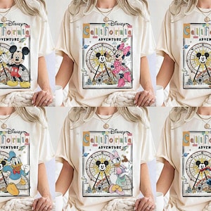 Camiseta retro personalizada de Disneyland California Adventure, camiseta de Mickey y sus amigos, princesa Baymax, Toy Story, camisetas a juego para viajes familiares. imagen 1