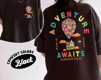 Camiseta Disney Pixar Up, camiseta "Aventura desde 2009", camiseta con globos arcoíris "La aventura te espera", camiseta de la película Up, sudadera "Paradise Falls"