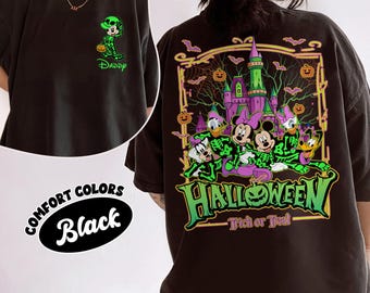 Camiseta personalizada de Mickey y sus amigos de Halloween con esqueleto de Disney, camiseta de fiesta de Halloween de Mickey no tan aterrador, camiseta de Halloween de Disneyland