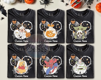Vintage Disney Halloween All Characters Shirts, Mickey And Friends Halloween Shirt, Halloween Party Shirts, Disney Family Halloween Shirts