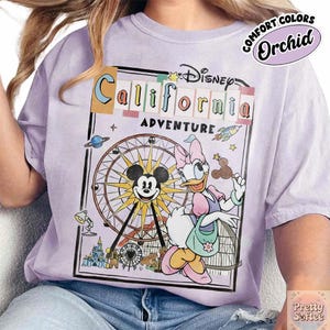 Camiseta retro personalizada de Disneyland California Adventure, camiseta de Mickey y sus amigos, princesa Baymax, Toy Story, camisetas a juego para viajes familiares. imagen 6