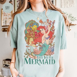 Vintage Meerjungfrau Komfort Farben Shirt, Ariel Meerjungfrau Shirt, Ariel Shirt, Prinzessin Shirts, Geschenke für Sie, Disney Prinzessin Shirts