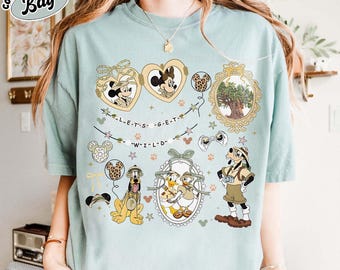 Camiseta "Let's Get Wild" de Disney, camiseta "Animal Kingdom" de Disney, camiseta "Animal Kingdom" de Mickey y sus amigos con lazos de leopardo, modo safari de Disney
