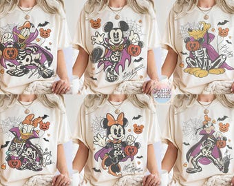 Comfort Colors® Retro Mickey Minnie Halloween Couple Shirts, Mickey Halloween Shirt, Spooky Season Tee, Disney Halloween Matching Shirts