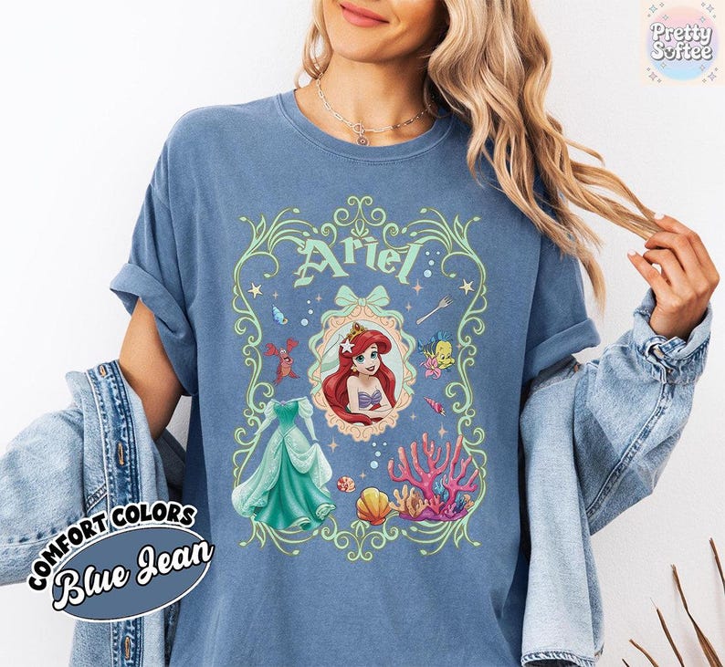 Maglietta vintage con fiocco Coquette Disney Princess, Belle Ariel Elsa Cenerentola, maglietta del castello magico del Magic Kingdom, regalo per un viaggio tra ragazze Disney Walt Disney immagine 5