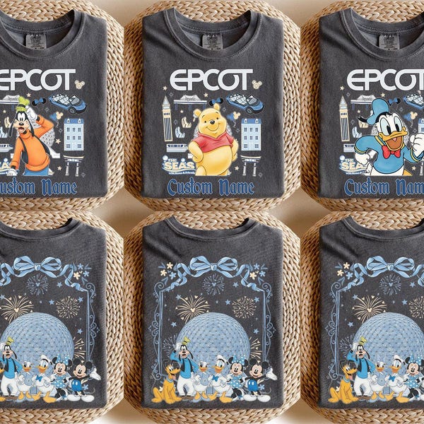 Benutzerdefinierte Retro Walt Disney Epcot Shirt, benutzerdefinierter Name Disney Epcot 2026 Shirt, Mickey und Freunde Shirt, personalisiertes Disney passendes T-Shirt