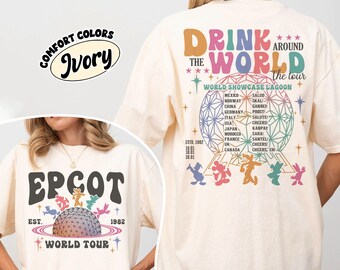 Camiseta vintage Disney Epcot 1982 World Tour con colores cómodos, camiseta "Bebe alrededor del mundo", camiseta familiar a juego de Disneyworld, camiseta Disney Traveler