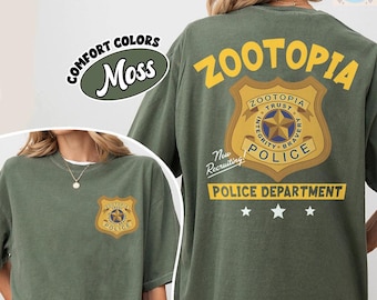 Camiseta dupla face do Departamento de Polícia de Zootopia, camiseta da Disney Zootropolis, viagem em família combinando para a Disneylândia, presente de aniversário da Disney