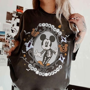 Retro Comfort Color Spooky Mickey Skeleton Halloween Shirts, Mickey Skeleton Coquette Shirts, Disney Trip Halloween 2025, Halloween Shirts