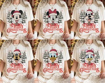 Retro Mickey en zijn vrienden Disney-kerstshirt, Mickey's Very Merry Christmas Party 2025, kerstboom, Disneyland Family Gift-T-shirt